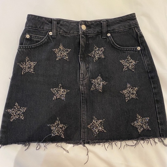 Topshop black star denim skirt - Picture 1 of 2